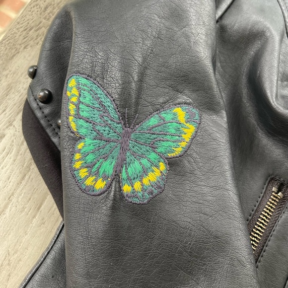 Torrid Black Moto Leather Jacket with Colorful Embroidery Womens Size 1 (14-16) - Picture 14 of 16